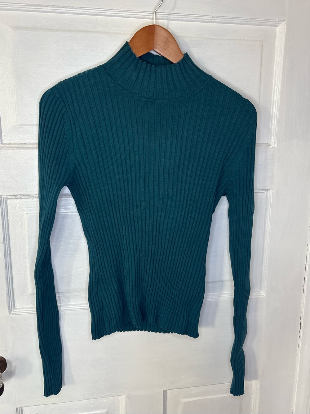 Vintage August Silk Turquoise Ribbed Knit Top